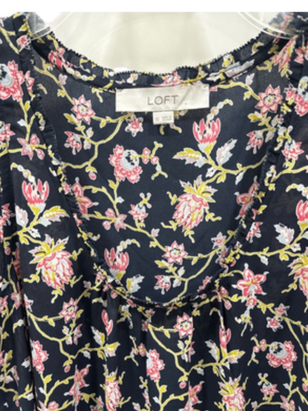 LOFT Floral Sleeveless Blouse/Tank — Black, Extra Small - Picture 2 of 3
